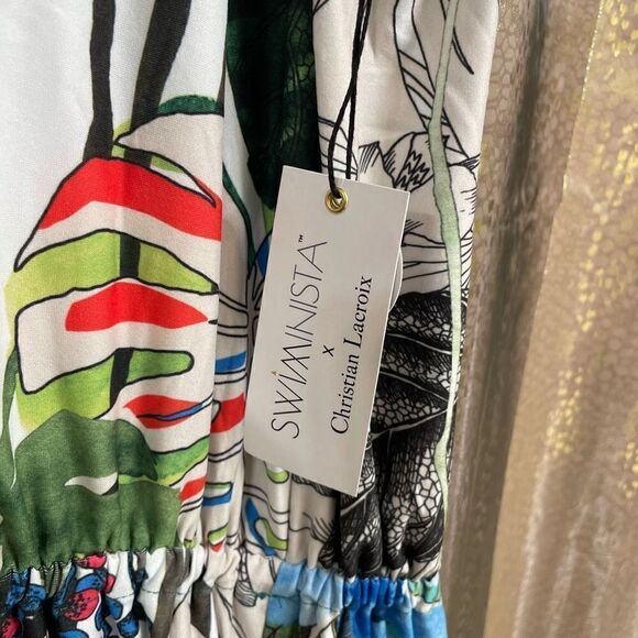 Christian Lacroix x Swiminista Carefree Mini Dress Jardin Exochic Print, Green T - Picture 3 of 8